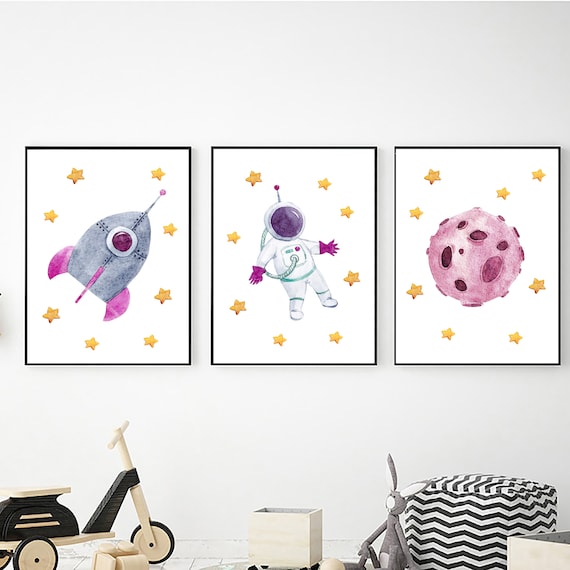 Bedroom Decor Girls Outer Space Printable Wall Art Set Space Prints Nursery Decor Digital Download Kids Room Decor 8x10 11x14 16x20