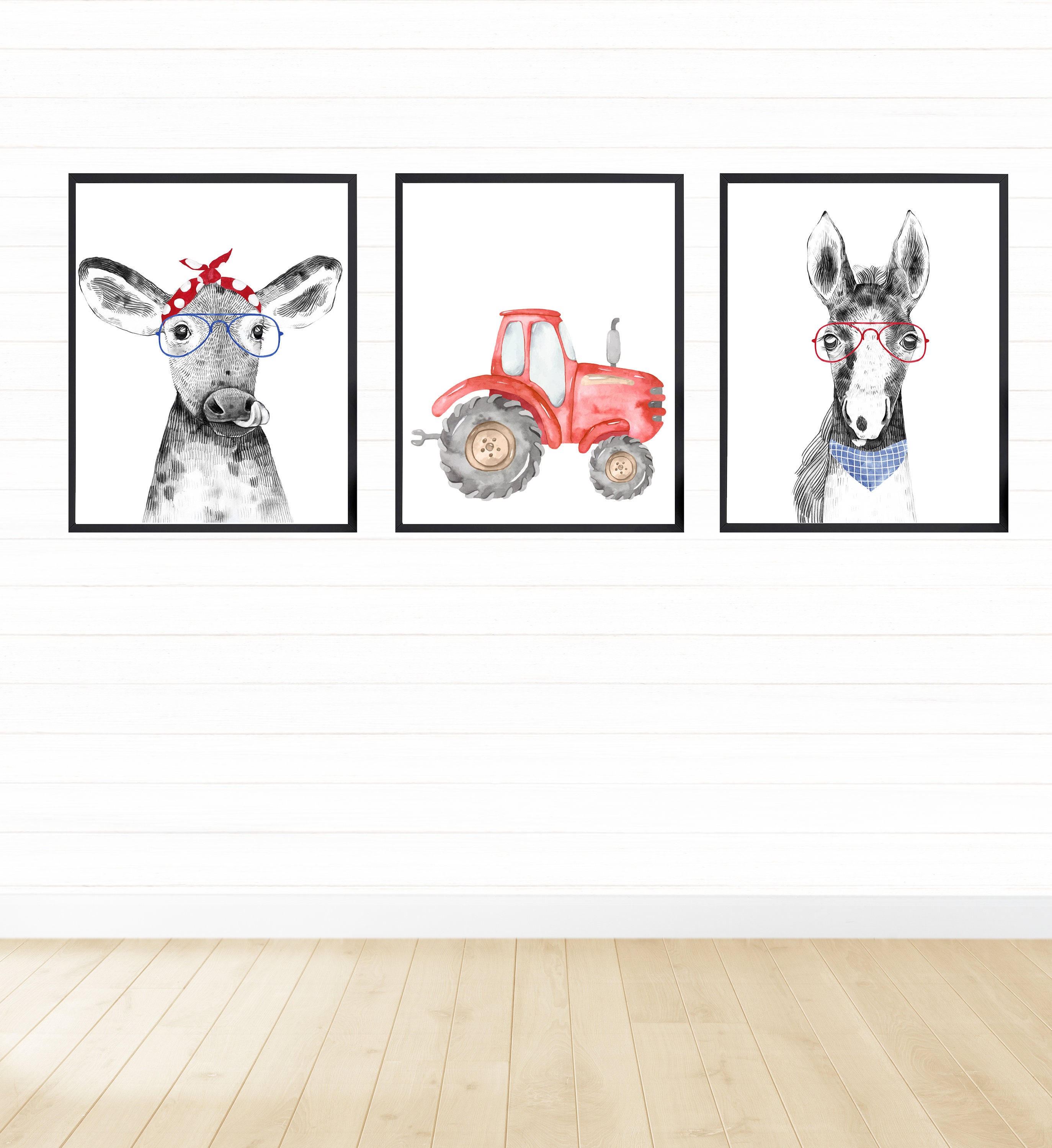Printable Farm Animals Wall Art for Nursery Decor Digital Etsy