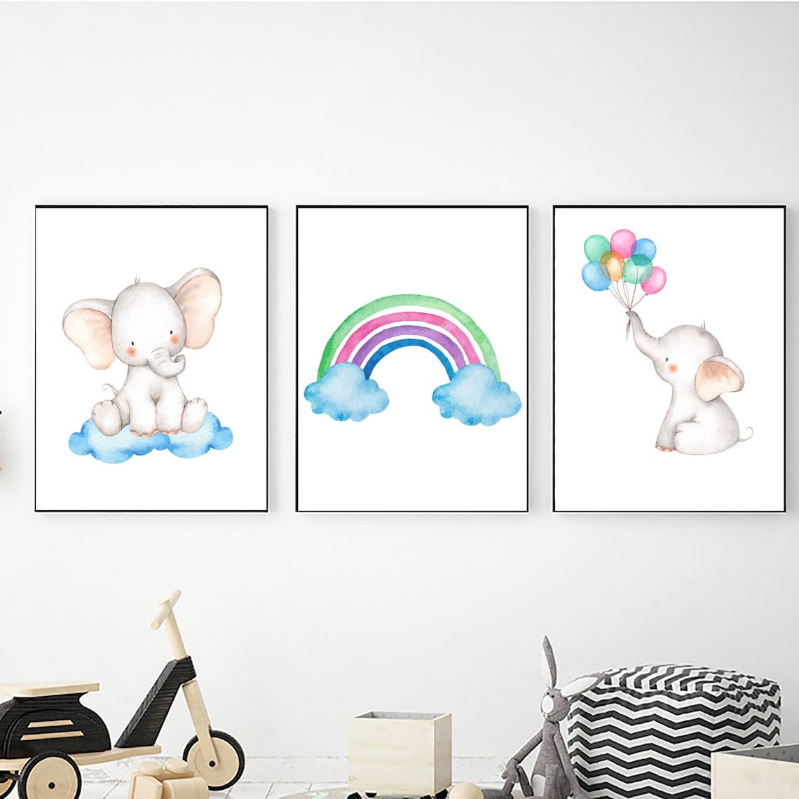 Printable Elephant Wall Art Set for Nursery Decor Digital | Etsy