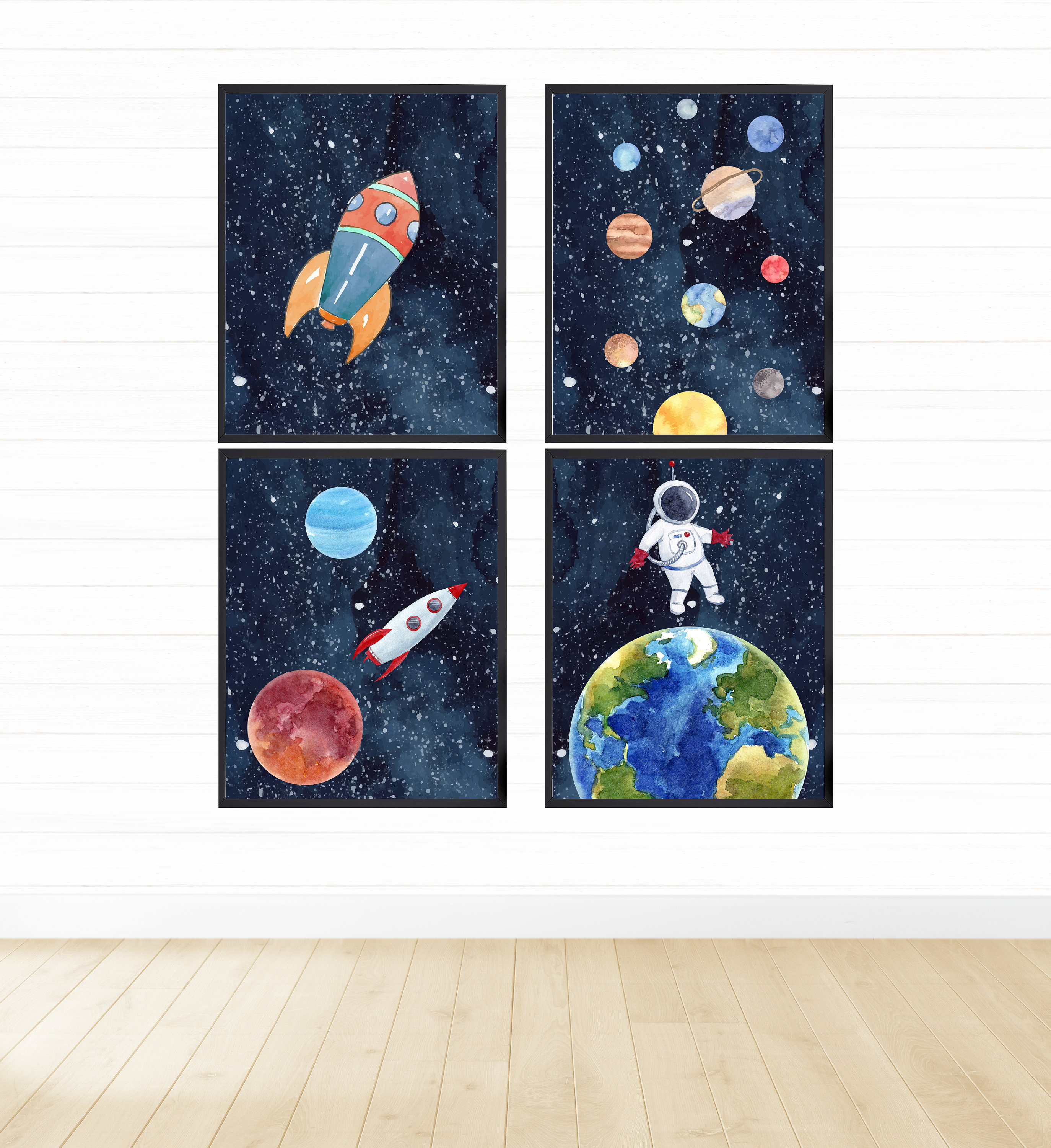 Boys Outer Space Themed Printable Wall Art Set for Nursery | Etsy