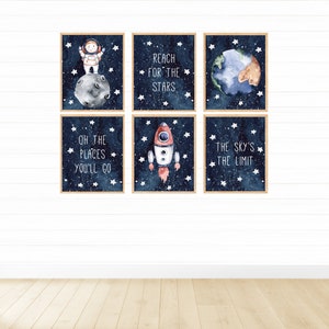 Printable Watercolor Space Wall Art Set of 6, Digital Download Art ...