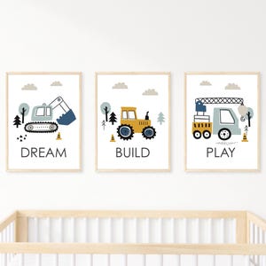 Printable Construction Wall Art Set for Toddler Boys Room Decor, Digital Download, Nursery Decor, Printable Wall Art, Construction Prints