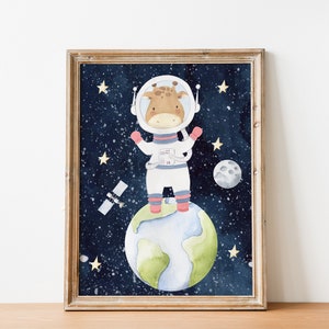 Animals in Space Prints: Nursery Wall Art Set (digital Download) - Etsy