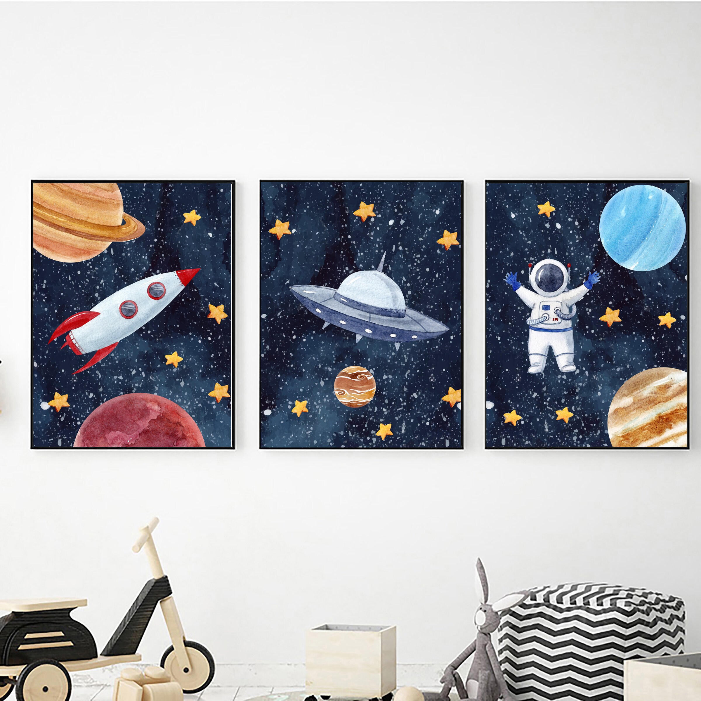 Set of 3 Space Wall Art Digital Download Printable Wall Art Etsy