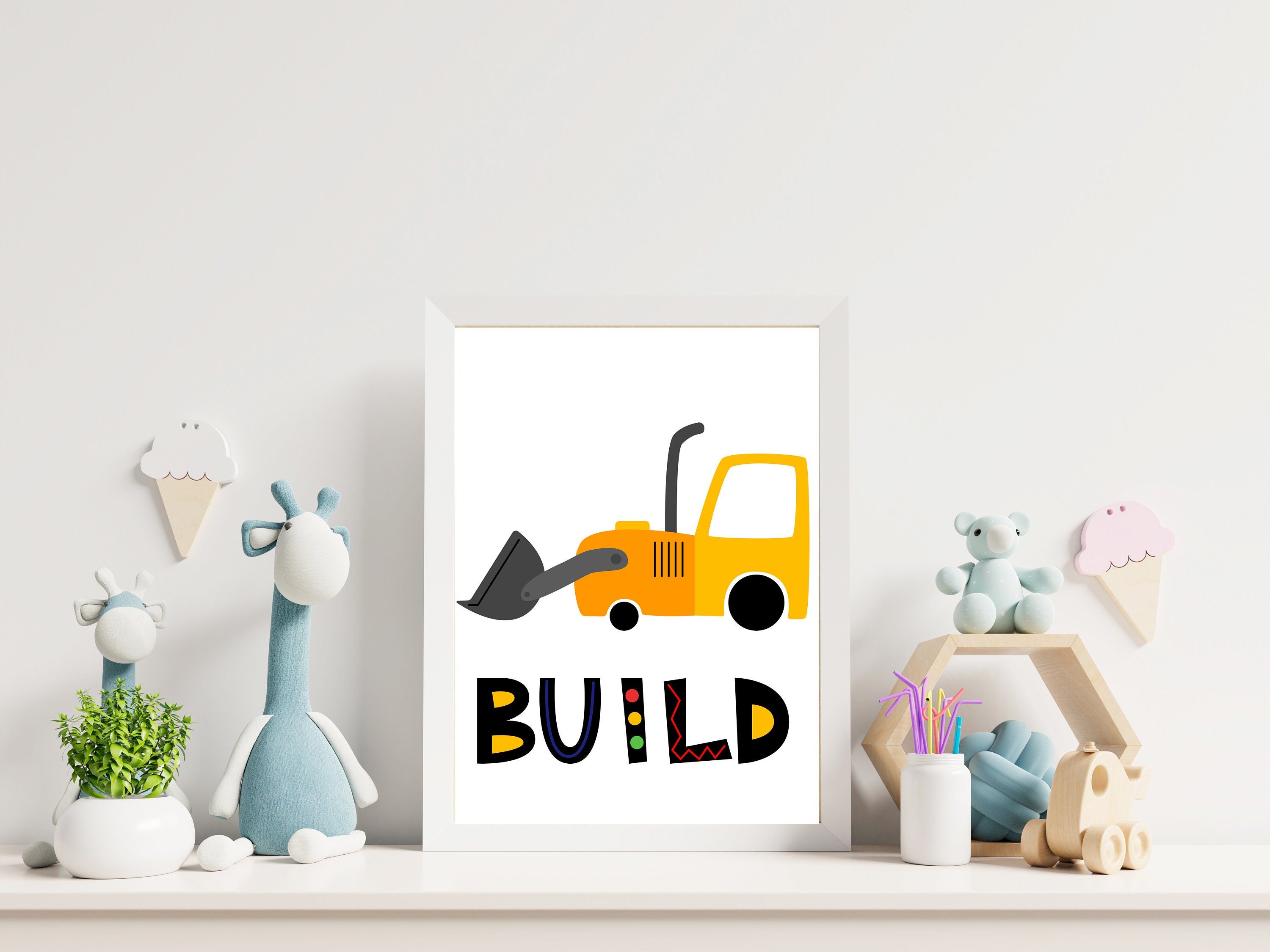 Printable Construction Wall Art for Boys Room Decor Digital | Etsy