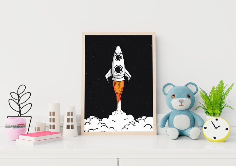 Rocket Printable Wall Art Digital Download Space Wall Art Etsy