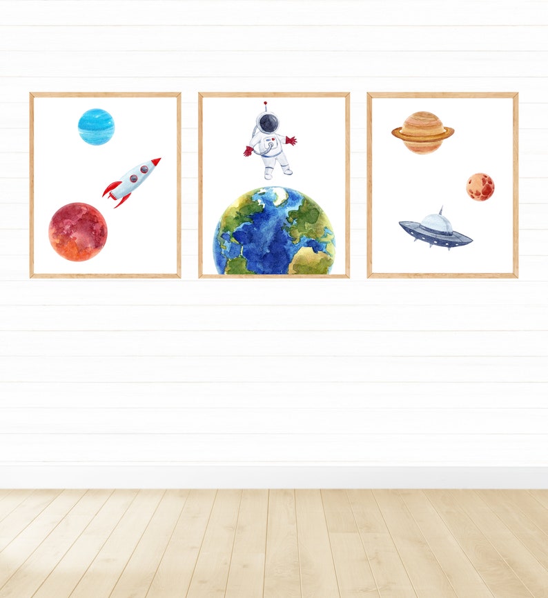 Set of 3 Outer Space Wall Art Nursery Decor Space Prints Kids Room Decor Outer Space Decor Printable Wall Art Digital Download