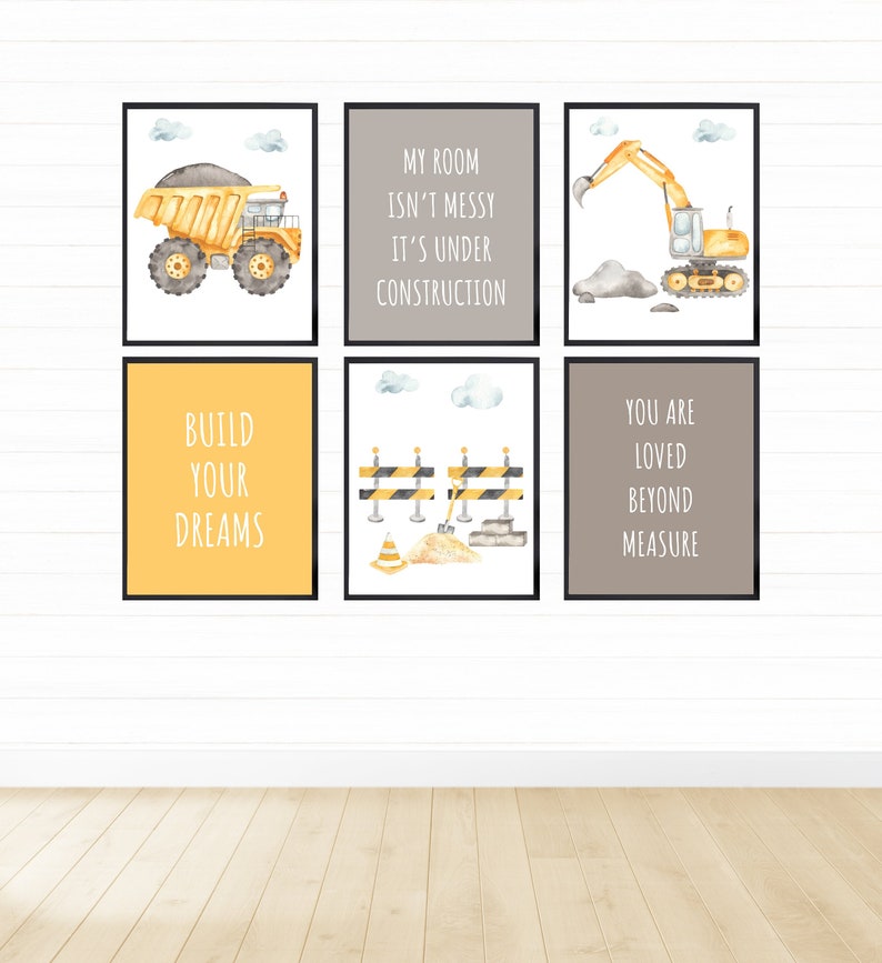 Construction Wall Art Set Printable Wall Art Digital Etsy