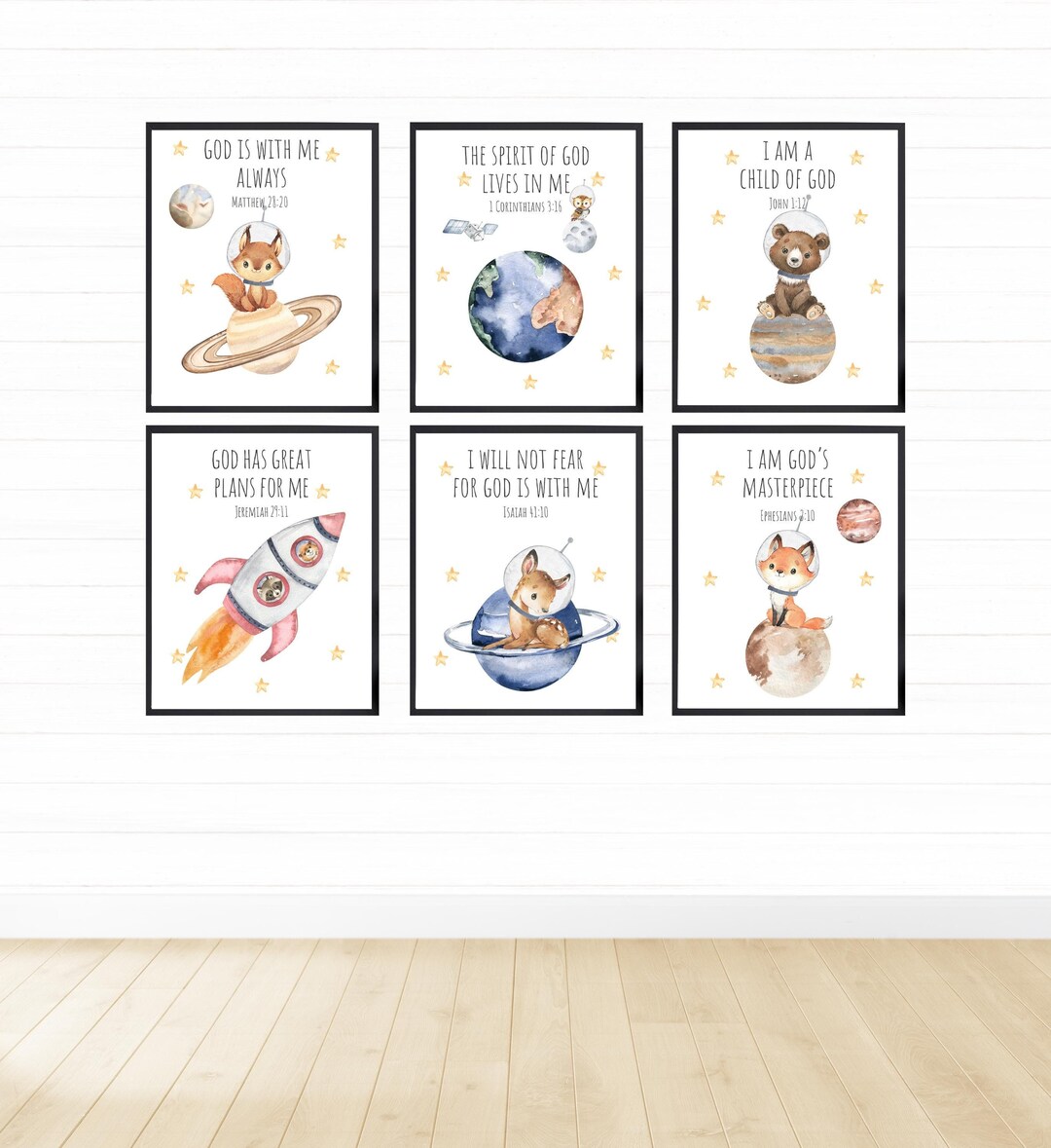 Animals in Outer Space Printable Wall Art Set, Digital Download, Space ...