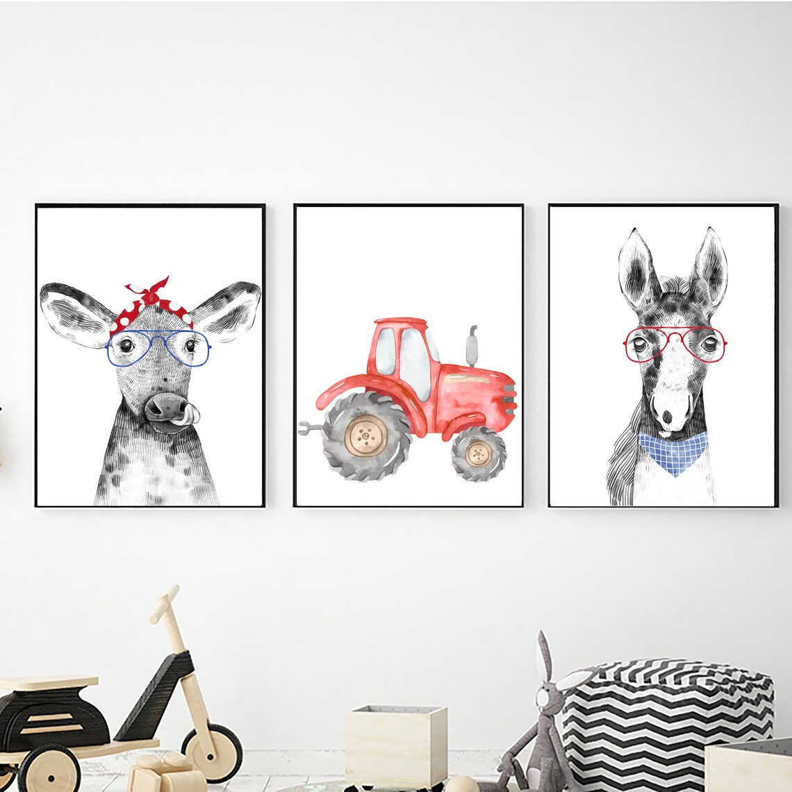 Printable Farm Animals Wall Art for Nursery Decor Digital Etsy