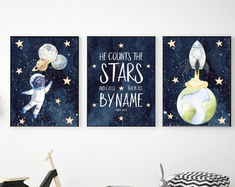 Space Printable Wall Art, Psalm Bible Verse, Digital Download, Space Themed Nursery, Outer Space Decor, Space Wall Art, Christian Nursery