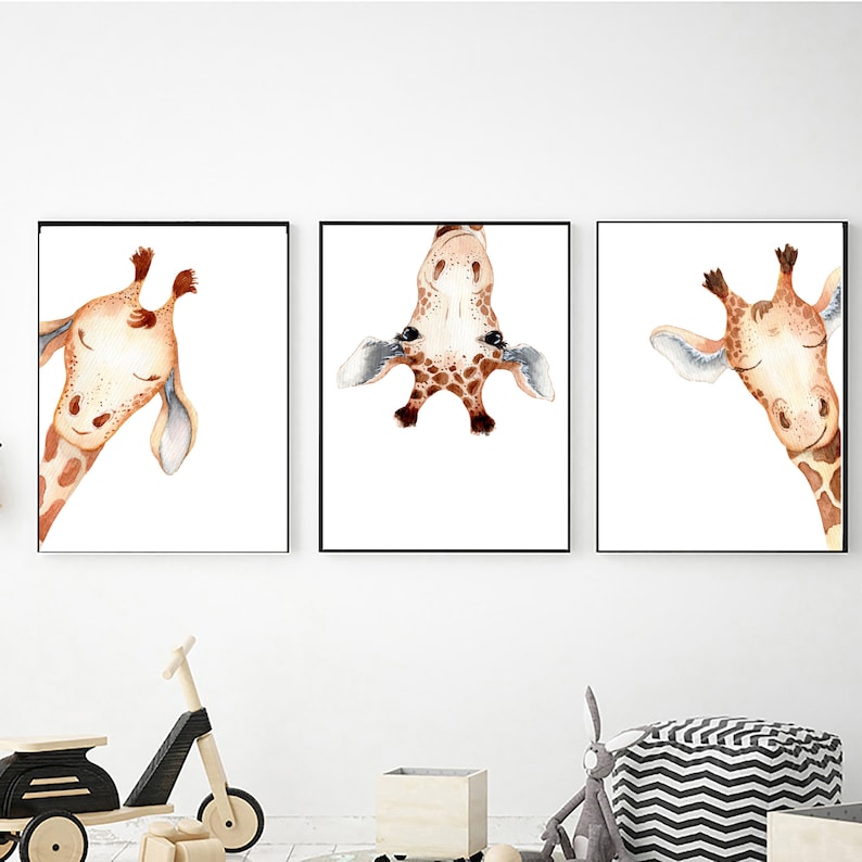 Giraffe Wall Art Printable Set Digital Download Set of 3 Etsy