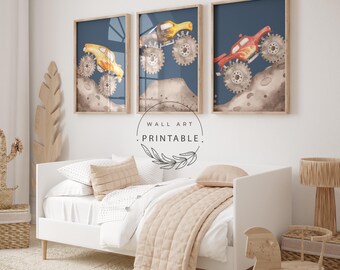 Monster Truck Printable Wall Art Set of 3, Toddler Boy Room Decor (Digital Download)