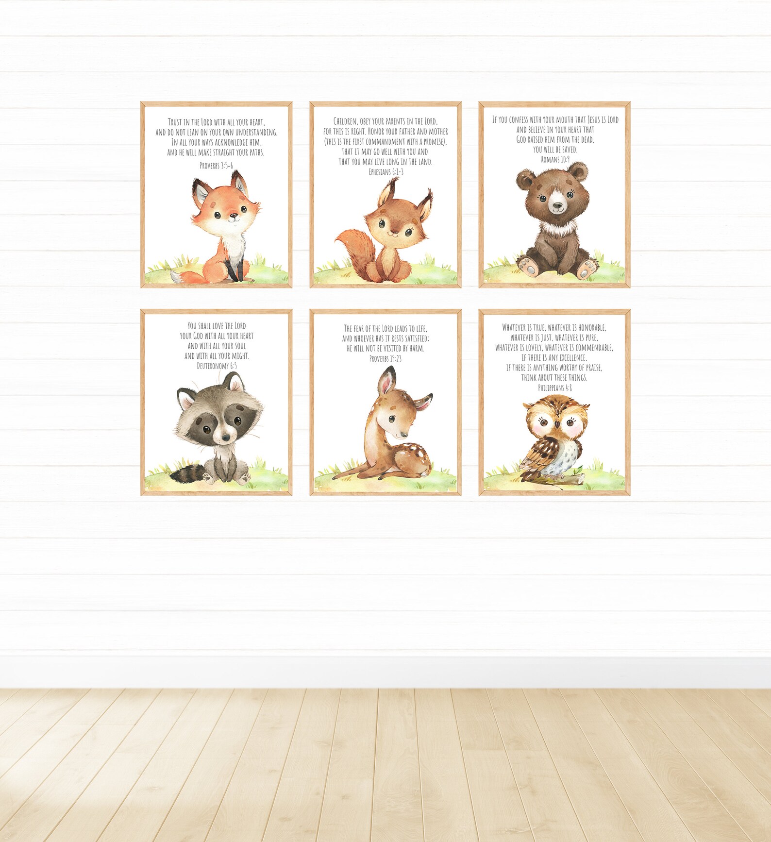 Woodland Animals With Bible Verse Printable Wall Art Set - Etsy