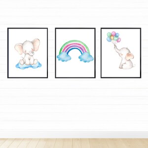 Printable Elephant Wall Art Set for Nursery Decor Digital | Etsy