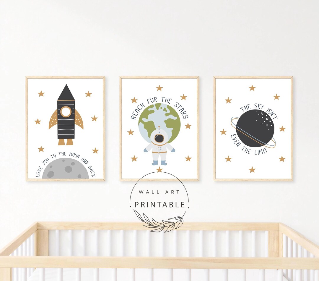 Outer Space Printable Wall Art Set, Digital Download, Astronaut, Rocket ...
