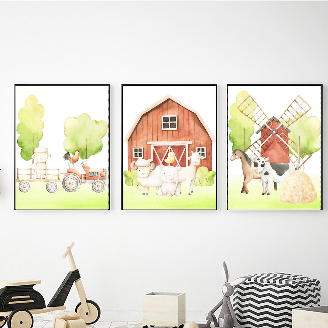 Farm Animals Prints, Printable Wall Art, Digital Download, Farm Wall