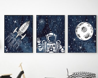 Outer Space Printable Wall Art, Space Themed Nursery, Outer Space Decor, Galaxy Wall Art, Space Prints, Bedroom Wall Decor