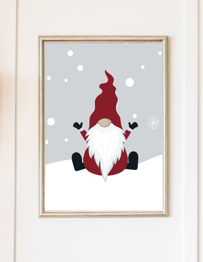 Gnome Decor Digital Download Christmas Gnome Wall Art Etsy