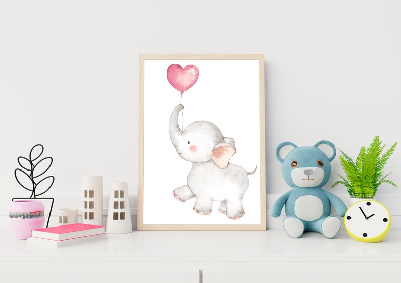 Elephant Printable Wall Art Digital Download Pink Elephant - Etsy