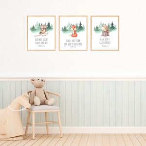 Woodland Animals With Bible Verses Printable Wall Art Set - Etsy