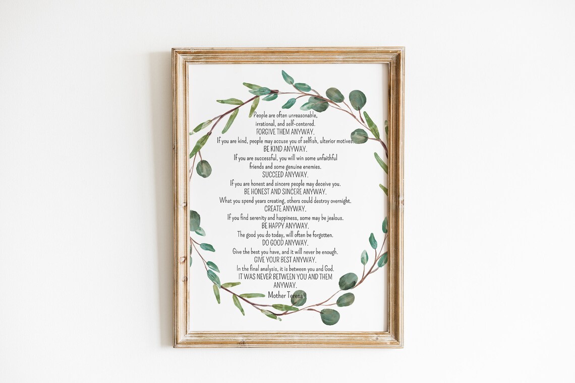 Mother Teresa Quote Printable Wall Art Digital Download - Etsy