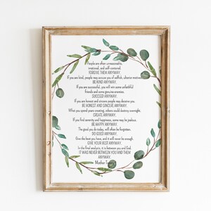 Mother Teresa Quote Printable Wall Art Digital Download - Etsy