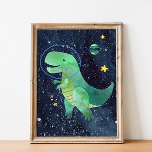 Set of 6 Space Dinosaur Astronauts Printable Wall Art, Digital Download ...