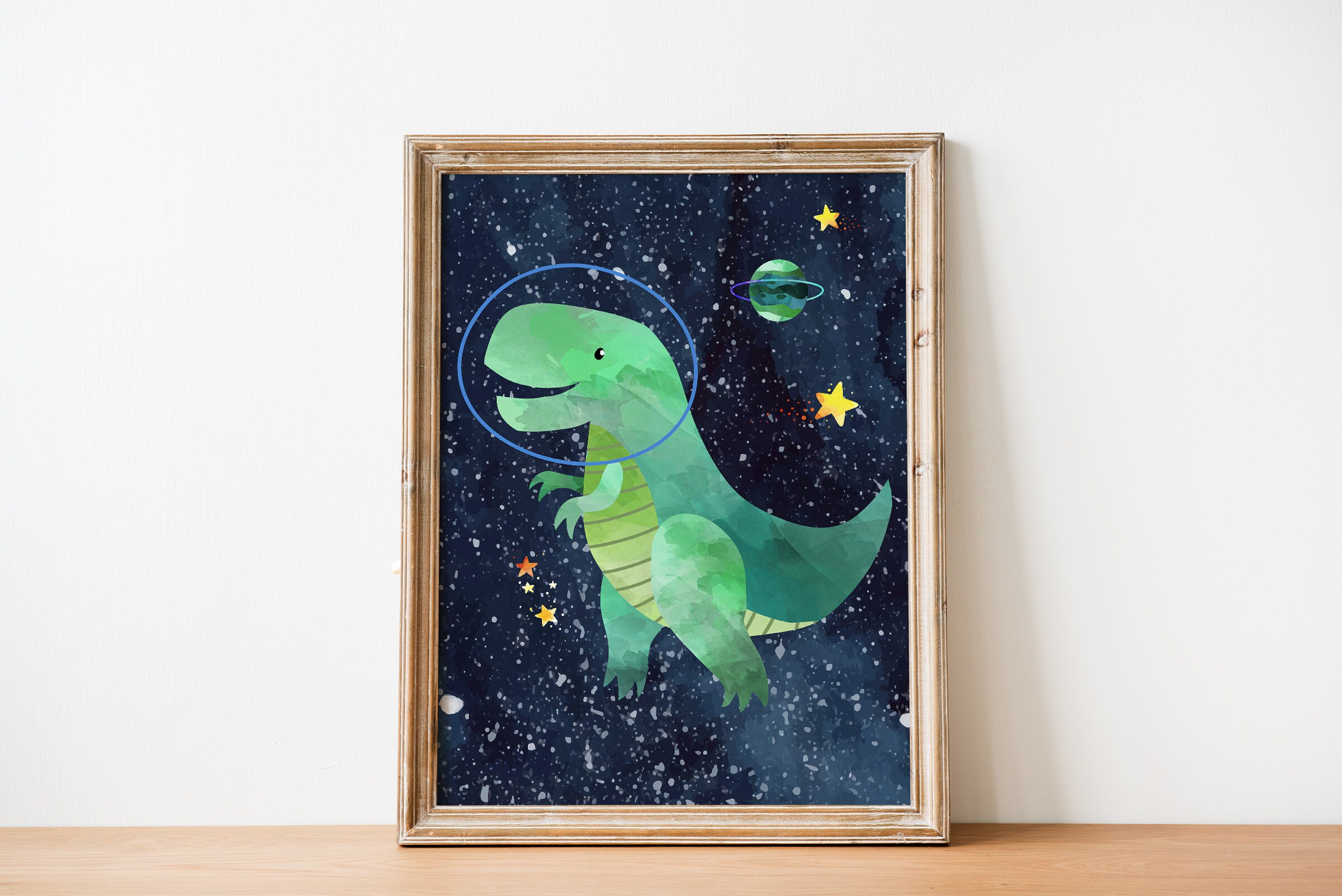 Set of 6 Space Dinosaur Astronauts Printable Wall Art, Digital Download ...