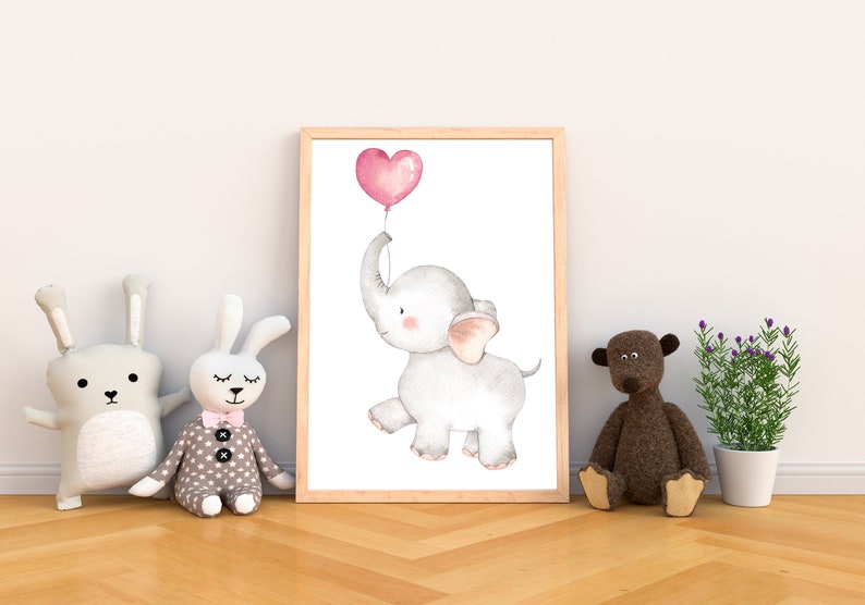 Elephant Printable Wall Art Digital Download Pink Elephant - Etsy