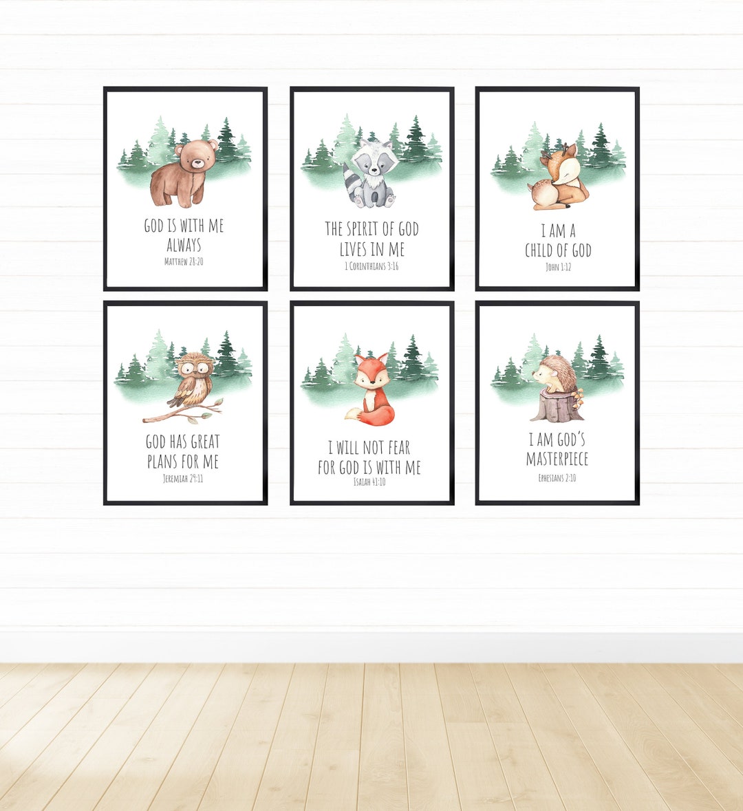 Woodland Animals With Bible Verse Printable Wall Art, Digital Download ...
