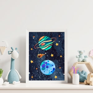 Set of 3 Watercolor Outer Space Wall Art Digital (Download Now) - Etsy