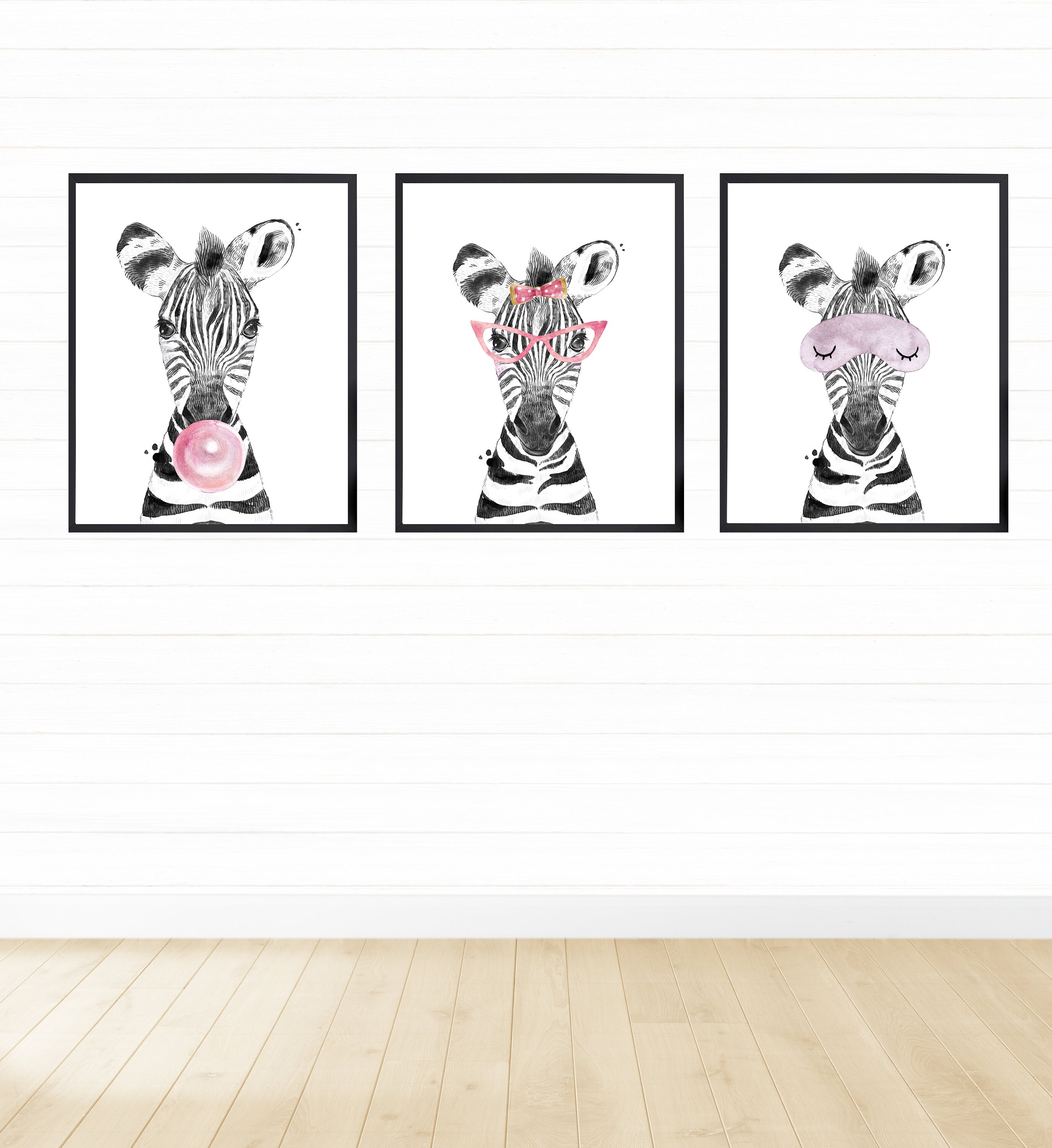 Zebra Wall Art Digital Download Printable Wall Art Set of 3 Etsy
