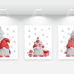 Printable Christmas Gnomes Wall Art Set, Digital Download, Printable ...