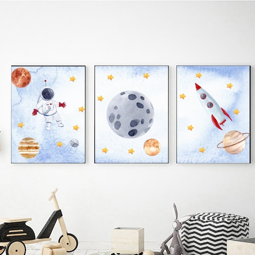 Space Themed Nursery Wall Art Neutral Nursery Decor Grey and Etsy