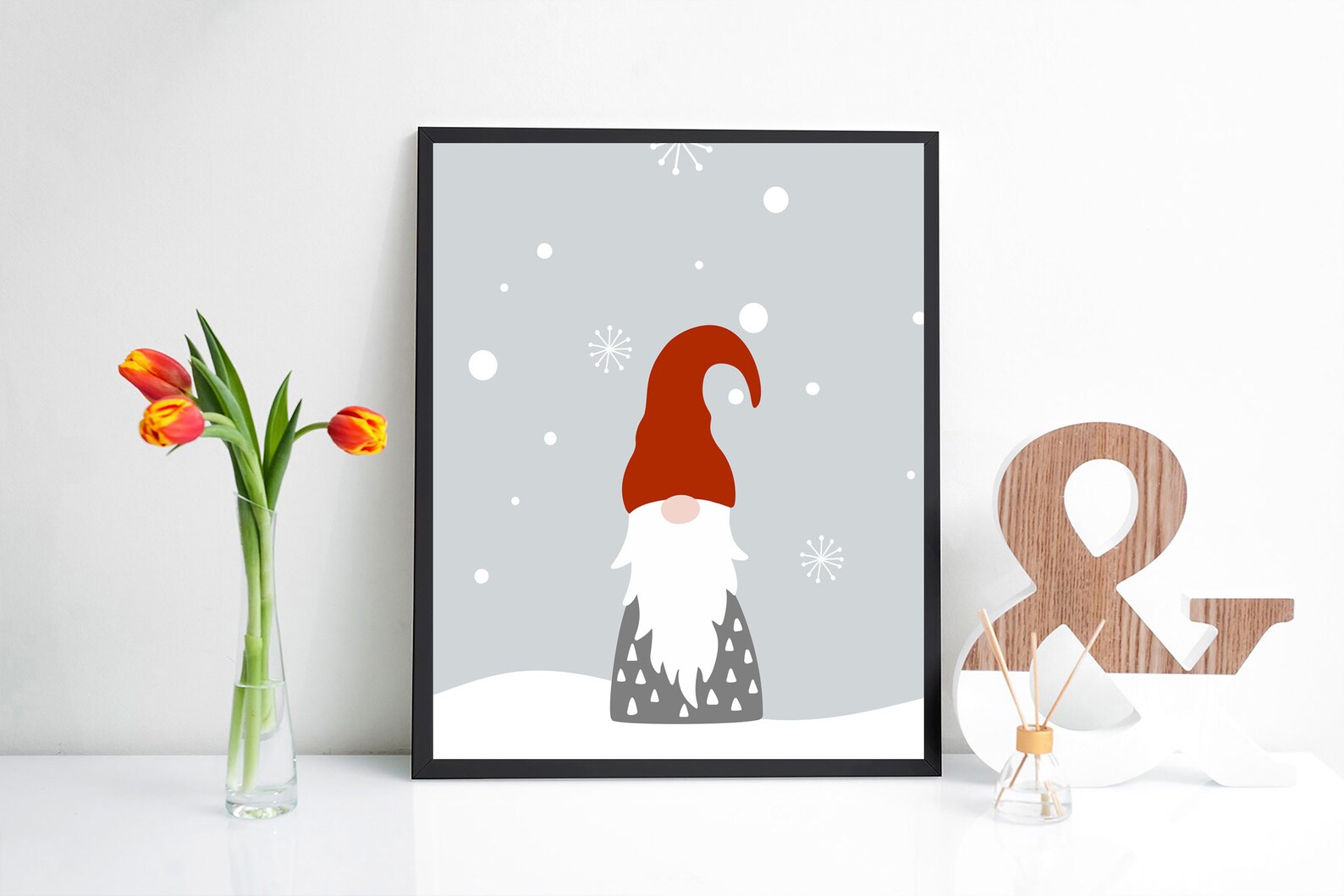 Gnome Wall Art Digital Download Christmas Wall Art Holiday Etsy