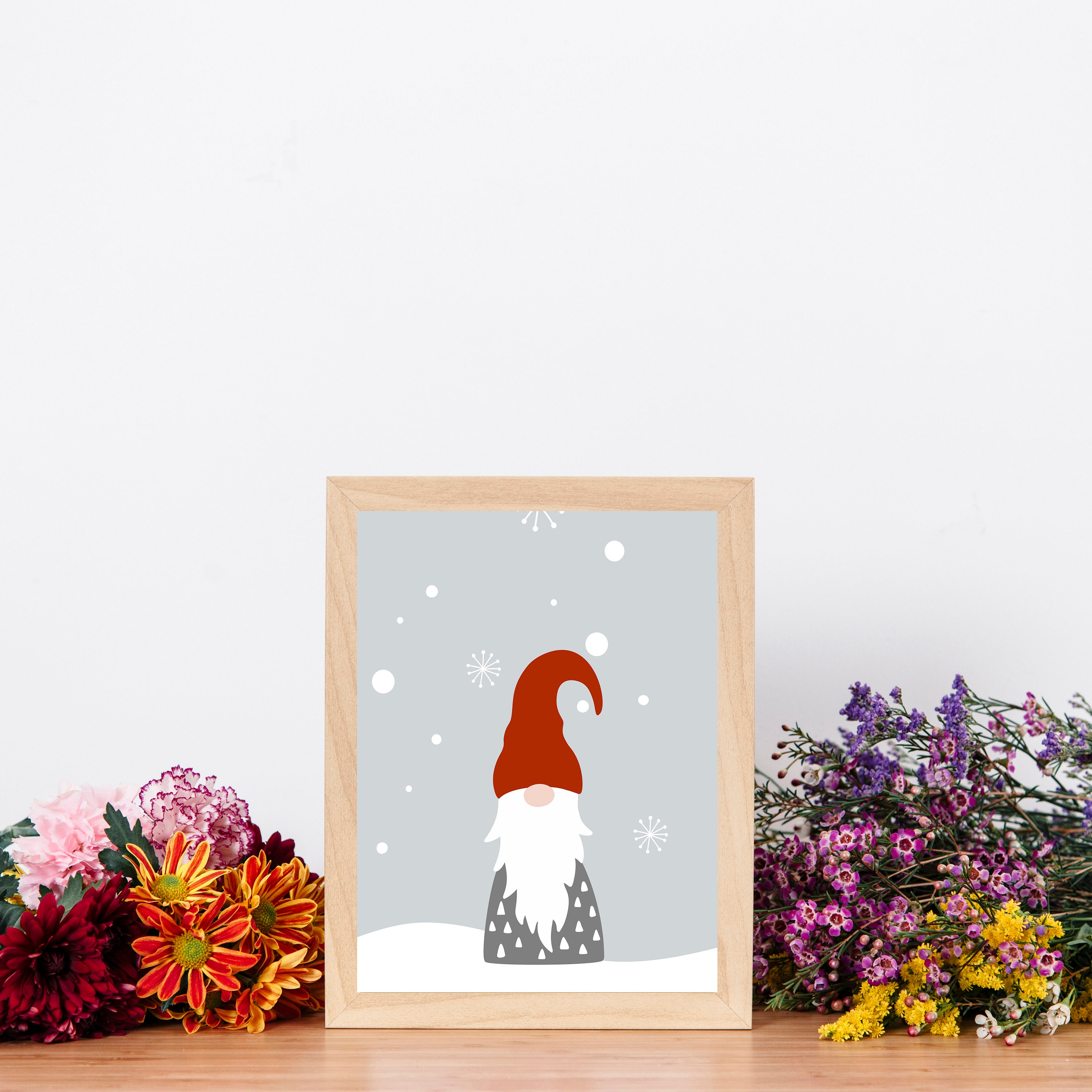 Gnome Wall Art Digital Download Christmas Wall Art Holiday Etsy