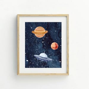 Set of 3 Watercolor Outer Space Wall Art, Digital Download, Printable ...