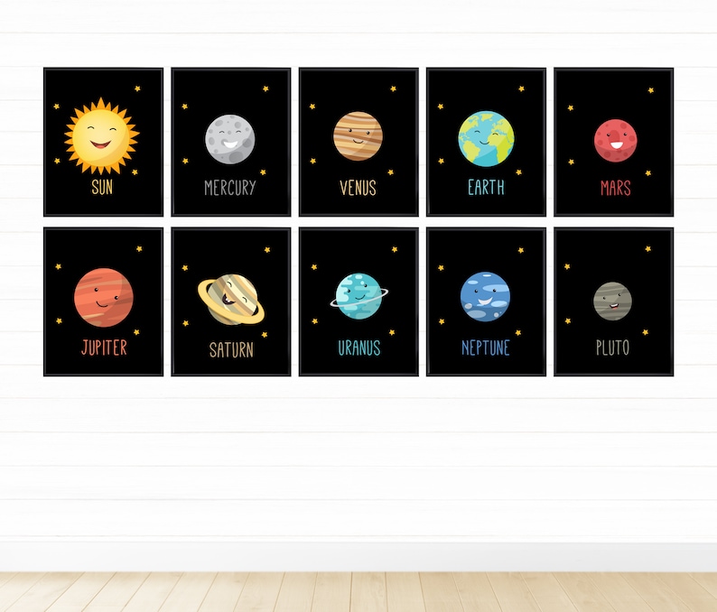 Solar System Printable Wall Art Set Digital Download Space - Etsy