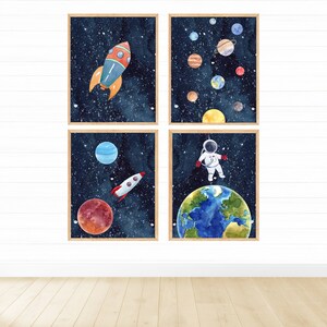 Boys Outer Space Themed Printable Wall Art Set for Nursery Decor ...
