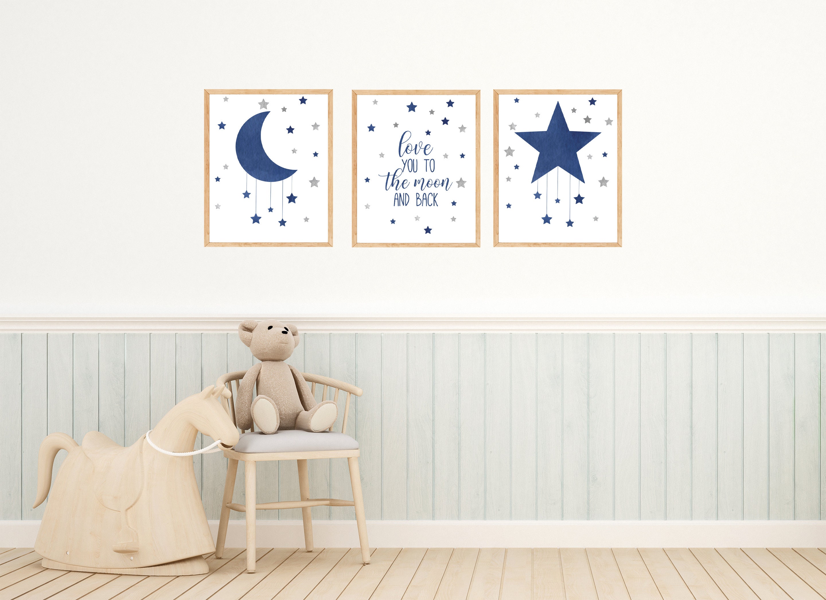 Blue and Grey Printable Wall Art for Nursery Decor Digital Etsy