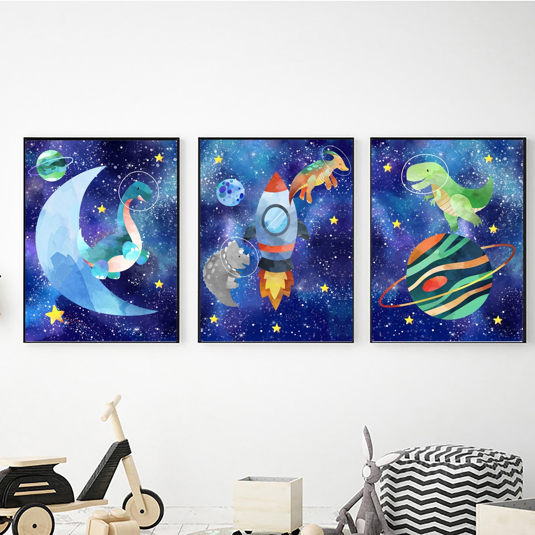 Dinosaur Astronaut Nursery Wall Art Prints: Printable Space Adventure ...