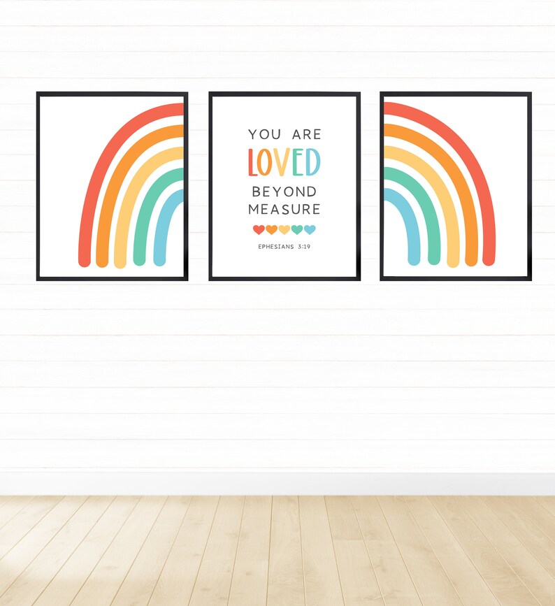 Rainbow With Bible Verse Prints Printable Wall Art Digital Etsy