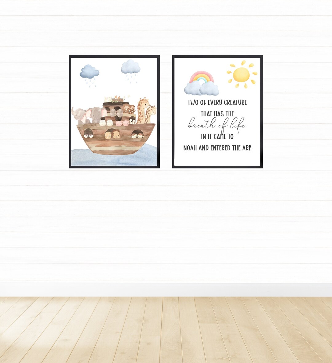 Noah's Ark Prints, Printable Wall Art Set, Digital Download, Christian ...