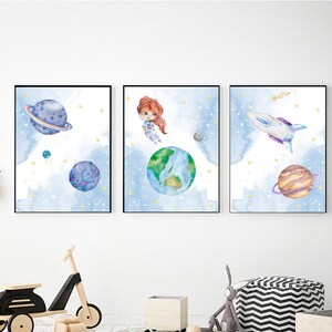 Bedroom Decor Girls Outer Space Printable Wall Art Set Space Prints Nursery Decor Digital Download Kids Room Decor 8x10 11x14 16x20