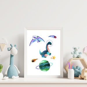 Space Dinosaur Astronauts Printable Wall Art Set, Digital Download ...