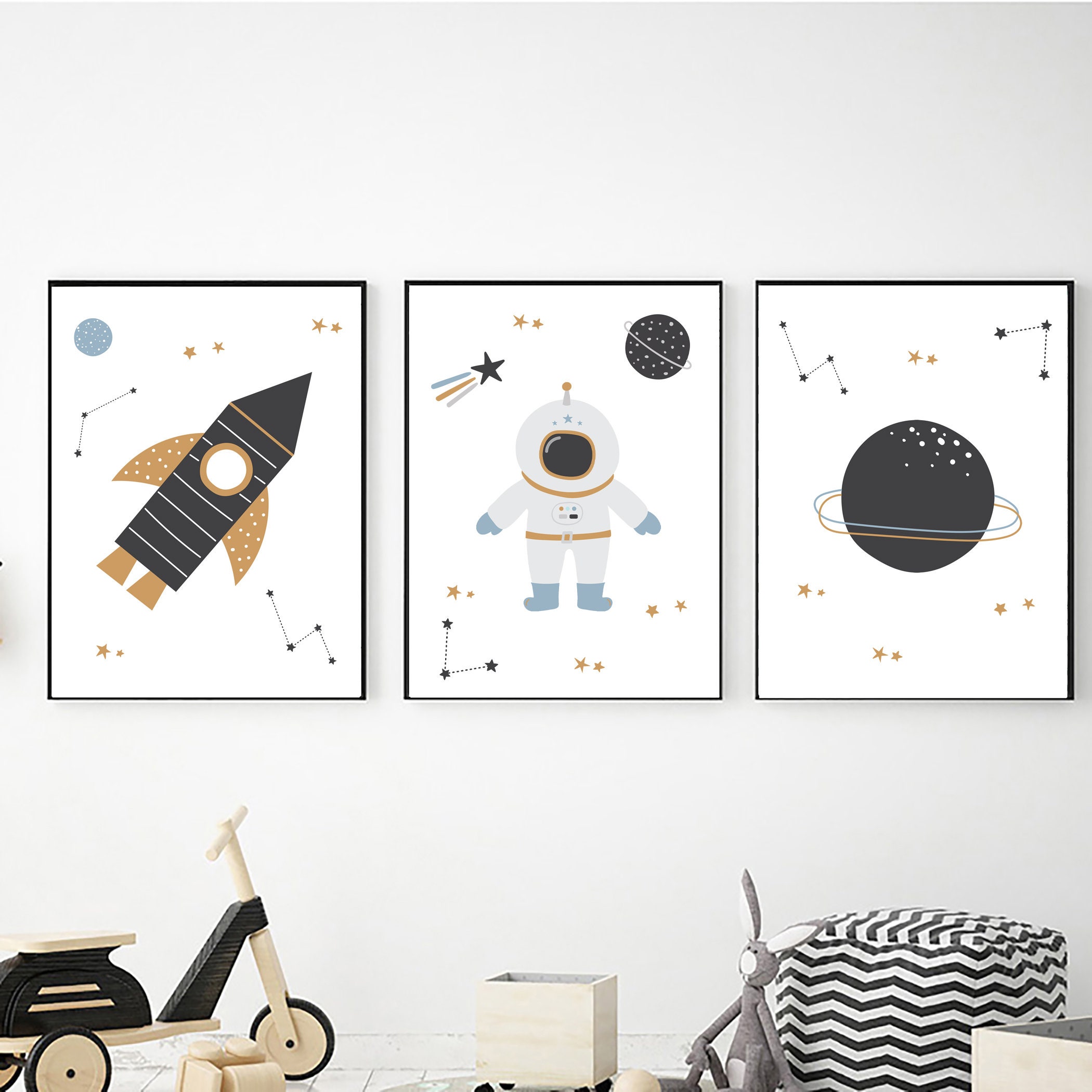 Outer Space Nursery Prints: Printable Set of 3 Celestial Wall Art ...