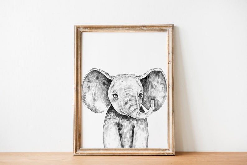 Printable Black and White Safari Animals Wall Art Set Digital Etsy