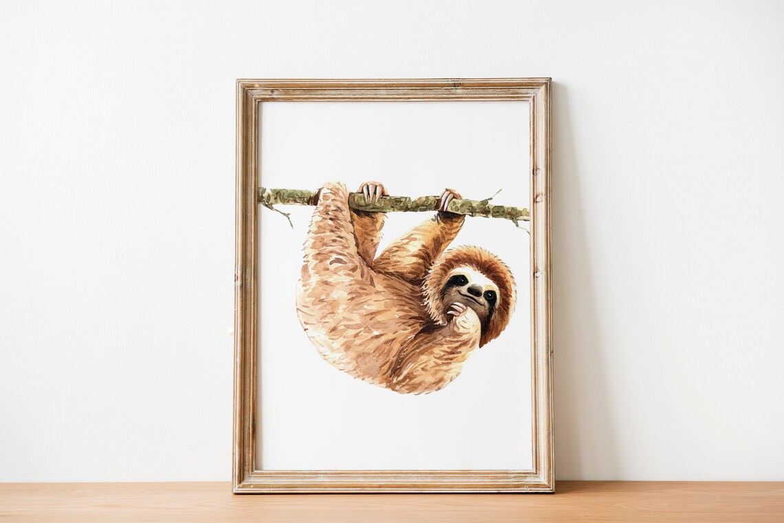 Baby Sloth Wall Art for Nursery Decor Digital Download Etsy
