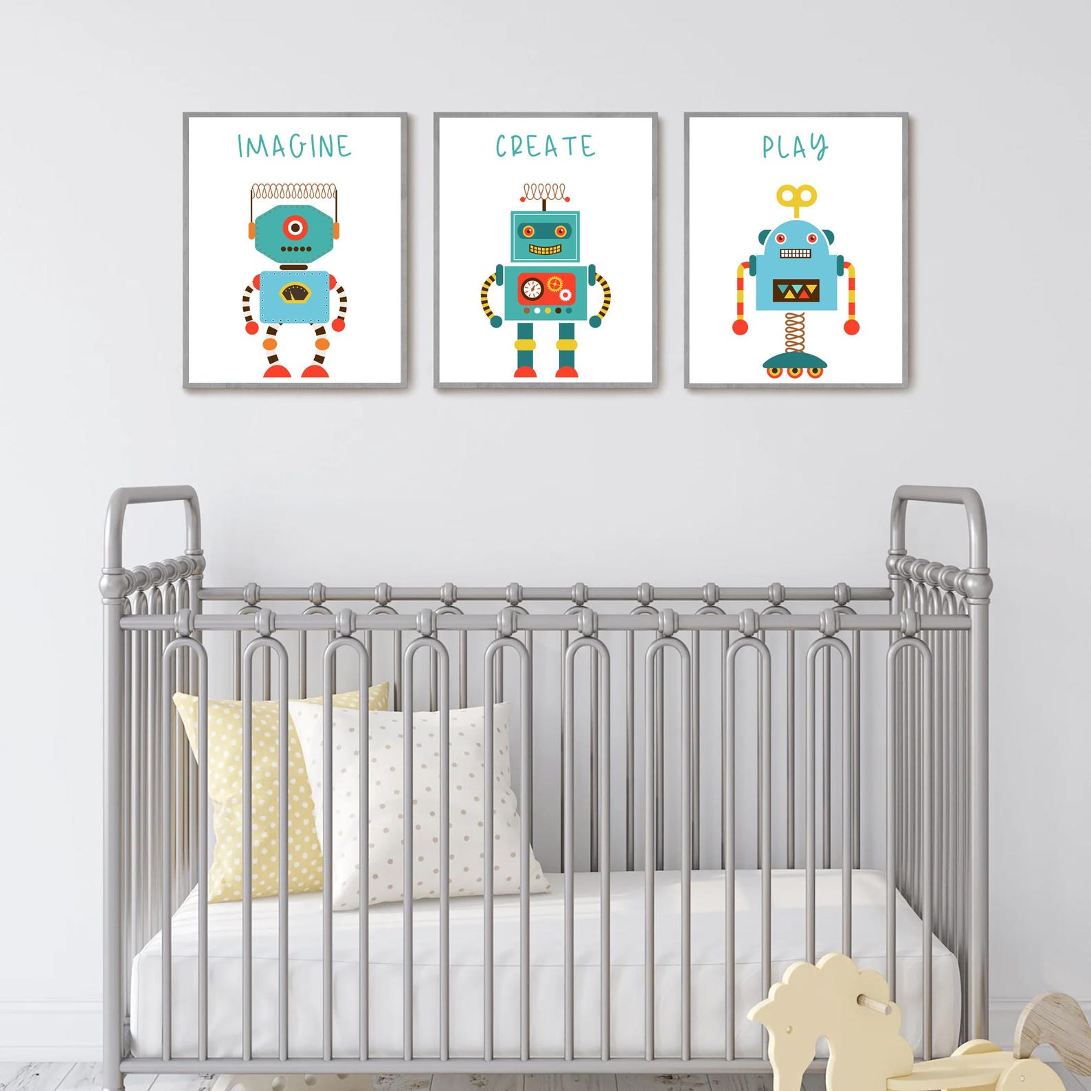 Robots Nursery Prints, Imagine Create Play, Boys Room Decor (digital ...